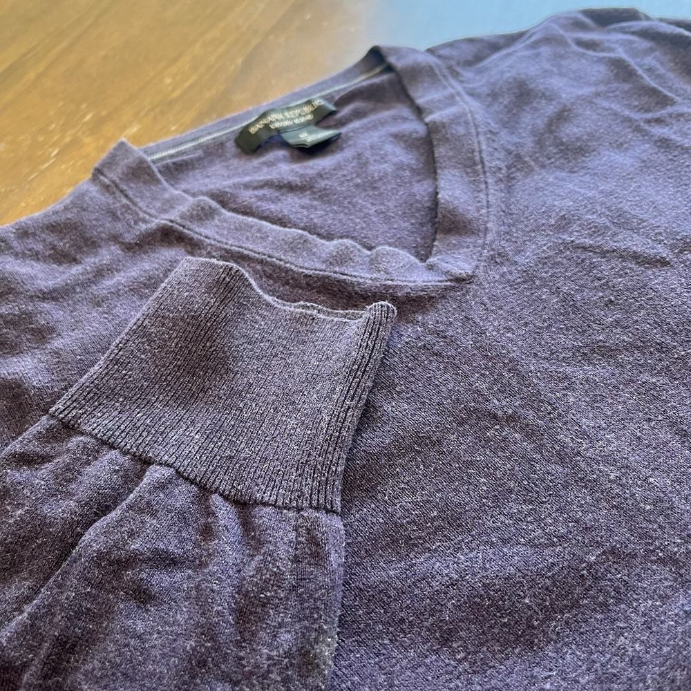 Banana Republic Luxury Blend Men's Sweater Sz Medium Purple Silk Cotton Cashmere